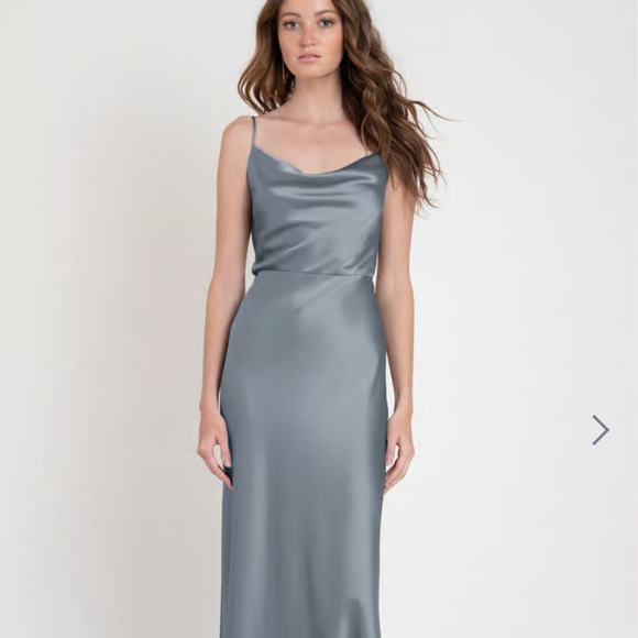 Jenny Yoo Sylvie Chambray Satin Slip Dress - Picture 1 of 16
